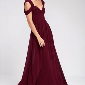 Lulu's Make Me Move Burgundy Bridesmaid/Maxi Dress